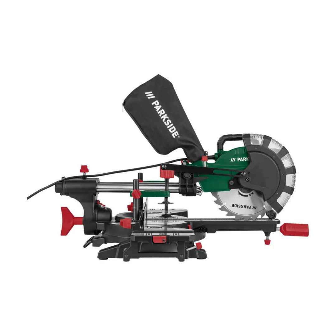 PARKSIDE® Seghetto radiale PZKS 2000 C3 - Vista laterale con sacchetto raccoglipolvere