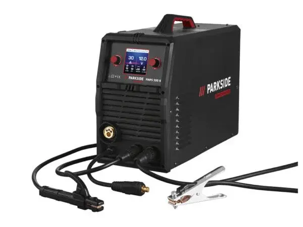PARKSIDE PERFORMANCE® Saldatrice con tecnologia a doppio impulso PMPS 200 B vista frontale con display digitale