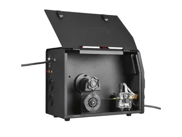 PARKSIDE PERFORMANCE® Saldatrice con tecnologia a doppio impulso PMPS 200 B vista interna con coperchio aperto